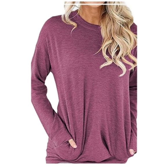 Lalala Tops - LaLaLa Women's Casual Loose Fit Tunic Tops Long Sleeve Comfy Pullover Sz M